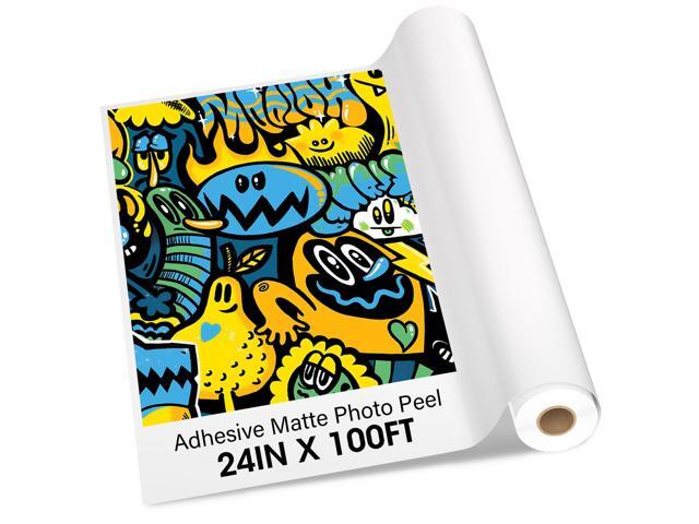 1 x 24 inch x 100 ft Matte Window Decal Graphics Photo Peel sticker paper banner roll Printable Adhesive Vinyl Waterproof 2 inch core, Inkjet print...