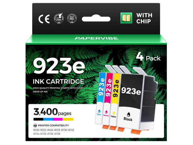 923e Ink Cartridge 4-Pack Compatible Replacement for HP 923 923e 923XL Ink Work with HP OfficeJet Pro 8120 8122e 8123 8130 8133 8135e 8138e 8139e...