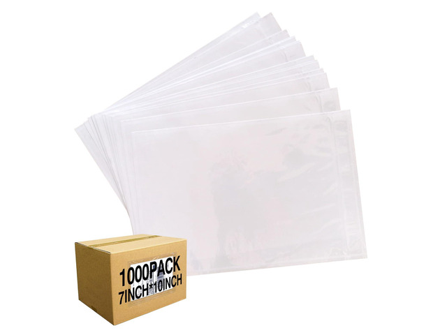 1000 Pcs 7'' x 10'' Clear Packing List Envelopes Adhesive Shipping Label Pouch, Shipping Document envelopes, Clear Face