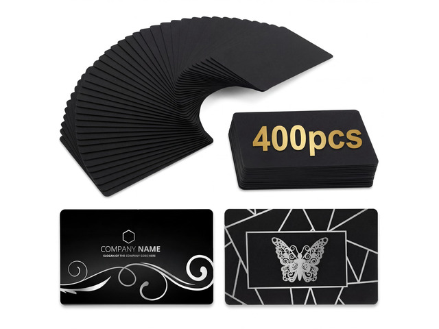 400 Pieces Black Metal Business Card Blanks for Laser Engraving, 0.8 mm Thick Anodized Aluminum Blank Cards, 3.4 x 2.1 Inch Custom Metal Name Cards...