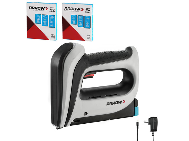Arrow Cordless Staple Gun Kit with 3750 Pieces T50 Staples, T50DCD Electric Rechargeable Stapler with T50 1/4', 3/8', 1/2' Staples, for...