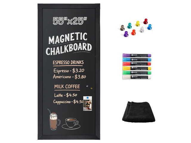 Extra Large Magnetic Chalkboard Words Sign - 55'x25' Solid Wood Black Frame Wall Decor Bulletin Display Board Long Plaque for Menu, Business, Bar,...
