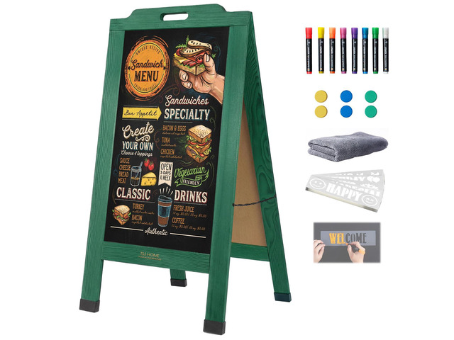 Magnetic Portable A-Frame Chalkboard Signs, 40' x 20' Large Wood Sandwich Board Signs Outdoor, Double-Sided Sidewalk Standing Chalk Board for...