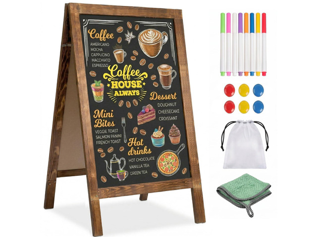 Double-Sided A-Frame Chalkboard Sign 40x20, Magnetic Sidewalk Sign with Solid Pine Wood Frame, Large Chalkboard Easel Menu Board for Restaurants,...