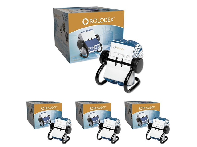 Rotary Business Card File 400-Card Capacity Black (Pack of 4)