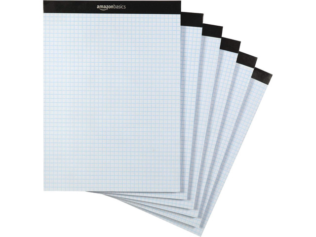 Quad-Ruled Graph Paper Pad, 4x4 Grid, Perforated Sheets, Letter Size 8.5' x 11', White, 100 Sheets per Pad, (Pack of 36)