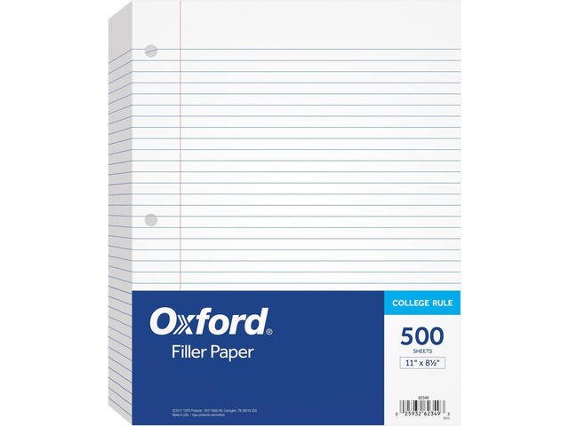 Loose Leaf Paper,500 Sheets,College Rule Filler Notebook Paper,8-1/2' x 11',3-Hole Punched Fits 3-Ring Binders (62349),(Pack of 10)