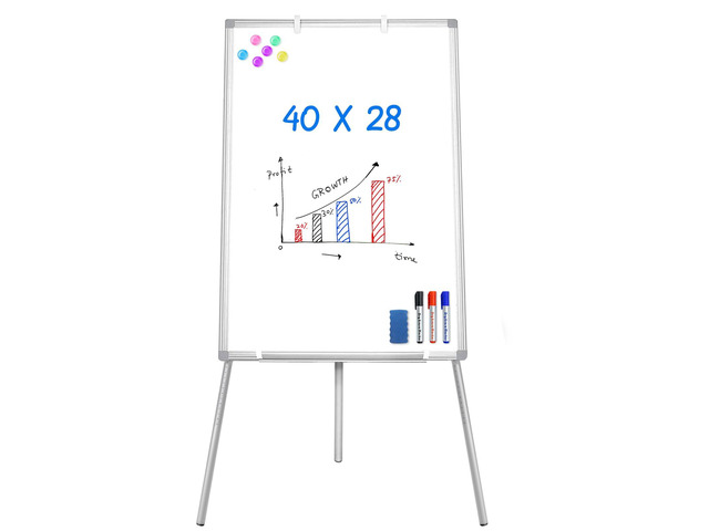 Easel Whiteboard 40 x 28 in, Stand Tripod with Height Adjustable Magnetic Dry Erase Surface, Flipchart Stand, Portable Tripod Easel for Office,...