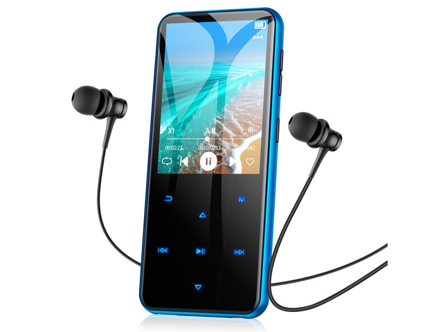 16GB MP3 Player with Bluetooth, M3 2.4'' Player with Speaker with FM Radio, Touch Buttons, Supports Up to 128GB(Blue)