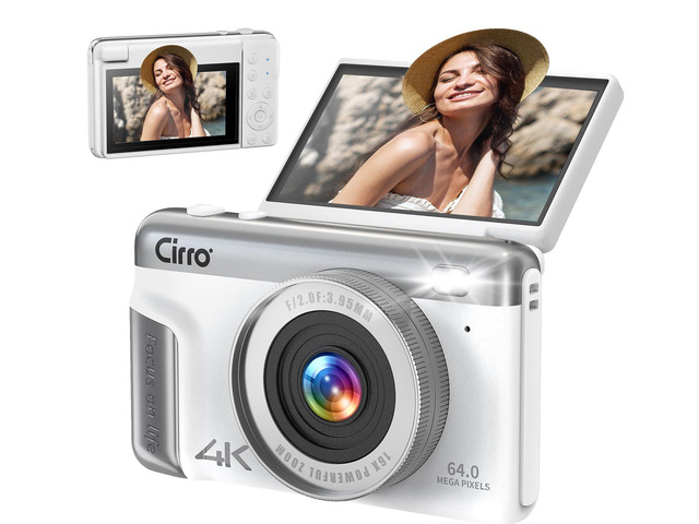 Native 4K Digital Camera Real 21MP CMOS 64MP Images 3' Flip Screen Vlogging Camera with Built-in Microphone 16 Retro Filters Macro &...