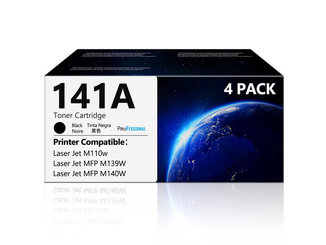 141A Toner Cartridge 4 Pack M140w with Chip Replacement for HP 141A W1410A 141 A Black Toner Compatible with HP Laser Jet M110w MFP M139w MFP M140w...