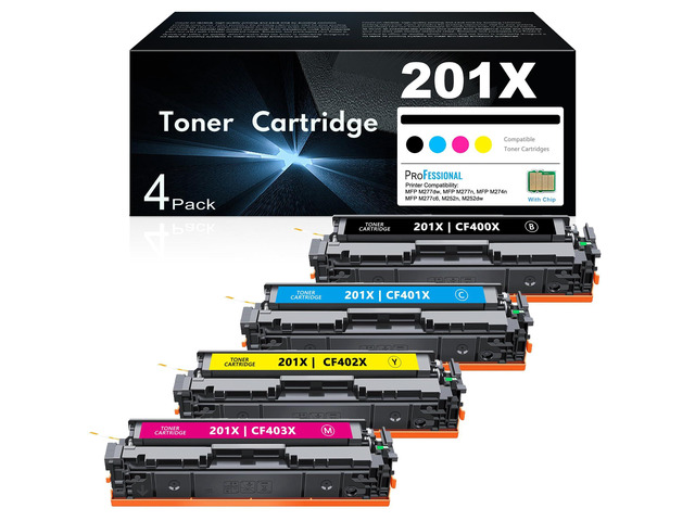 201X Toner Cartridges 4 Pack High Yield Replacement for HP 201X CF400X CF401X CF402X CF403X for Color LaserJet Pro MFP M277dw M252dw M277n M277c6...