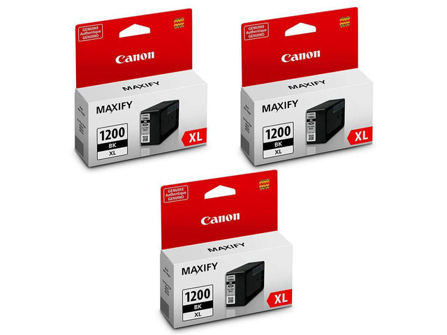 3 Pack PGI-1200 XL Black Pigment Ink Tank for MAXIFY MB2020, MB2120, MB2320, and MB2720 Printers, 1200 Pages Yield