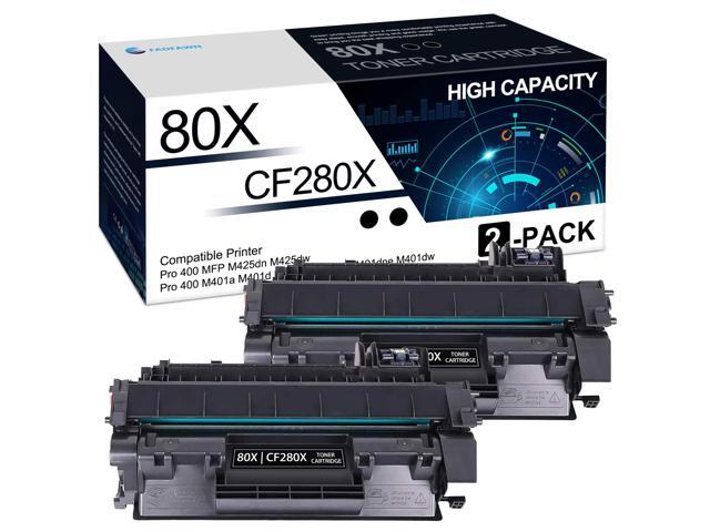 80X Black High Yield Toner Cartridge 2 Pack: Compatible CF280X Toner Cartridge Replacement for HP 80X Pro 400 M401n M401dn M401dne M401dw M401a.