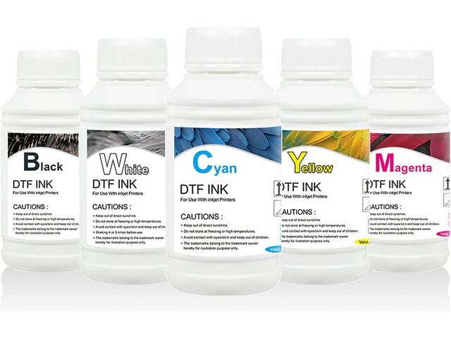 DTF Ink Premium DTF Transfer Ink for PET Film, Refill for DTF Printers Ink, Heat Transfer Printing Direct to Film + 500g DTF Powder (5X 250ml CMYKW)