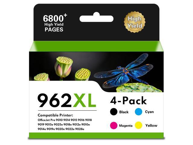 962XL Black, Cyan, Magenta, Yellow (4-Pack) Ink Cartridges Combo Pack Replacement for HP 962XL 962 Ink Cartridge High-Yield for OfficeJet Pro 9010...