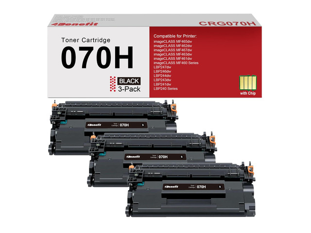 070H Black High Yield Toner Cartridge CRG-070H 070 H with Chip 3-Pack Toner Cartridge CRG070H Replacement for Canon 070H Toner Cartridge for...
