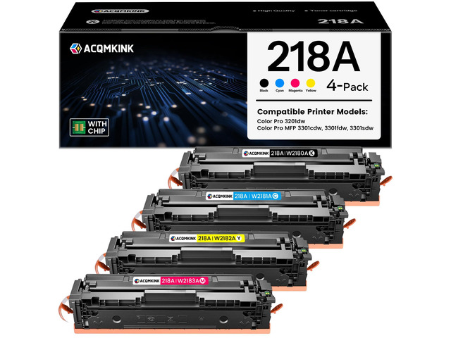 218A 218X Toner Cartridges 4 Pack Compatible for HP 218A 218X W2180A W2181A W2182A W2183A Color Pro 3201dw MFP 3301 Series 3301sdw 3301fdw 3301cdw...