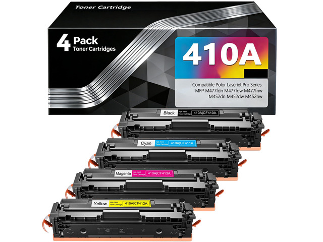 410A Toner Cartridges High Yield 4 Pack with Chip Replacement for HP 410A 410X Toner Cartridge Color Laser Jet Pro MFP M477fnw Toner M477fdw...