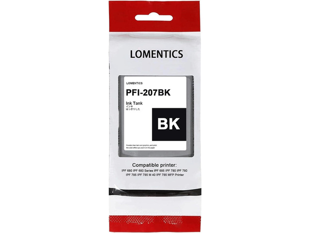PFI-207 Ink Cartridge 300-ml (1-Pack, Black) LOMENTI PFI-207 Ink Cartridge Replacement for Canon iPF685, iPF785, iPF780, iPF680 Printer