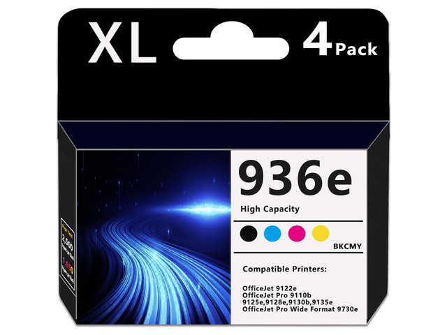 936e Ink Cartridge (with Chip) 4-Pack High Yield Compatible for HP 936 936e Ink Cartridge for OfficeJet Pro 9125e 9135e 9110b 9128e 9130b 9122e...