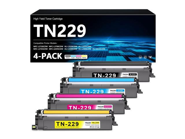 TN229 TN-229 Toner Cartridge 4-Pack (BK/C/M/Y) Replacement for Brother TN-229 TN229 Toner Compatible with HL-L3300CDW HL-L3220CDW HL-L3280CDW.