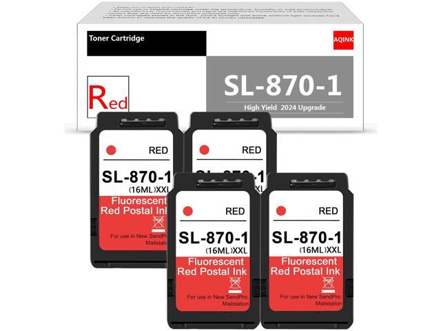 SL-870-1 XXL Red Ink Cartridge: 4 Pack High Yield CSD1 Replacement for SL870-1 Ink Tank for The PB New SendPro Mailstation Postage Machines (CSD1)...
