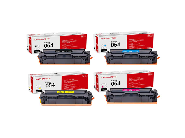 4 Pack 054 BK/C/M/Y Toner Cartridge: Compatible CRG054 Replacement for Canon 054 CRG-054 for Canon imageCLASS MF642Cdw MF644Cdw MF640C MF641Cw...