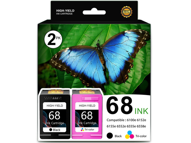 68 Ink Cartridges Replacement for 68 Black Color Ink Cartridges Combo Pack Compatible with Envy 6152e, 6155e, 6552e, 6555e, 6558e Series Printer...