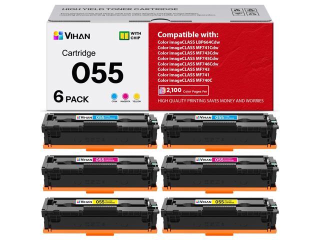 055 Toner Cartridge Replacement for Canon 055 Color ImageCLASS MF743Cdw MF741Cdw MF743 MF741 MF746Cdw MF740C MF745Cdw LBP664Cdw Printer Ink (6...