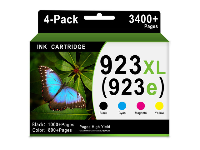 923XL 923e Ink Cartridges 4-Pack Replacement for HP 923 XL 923 Ink Cartridge for OfficeJet Pro 8130e 8135e 8139e 8122e 8120 8124e 8132e 8125e 8138e...