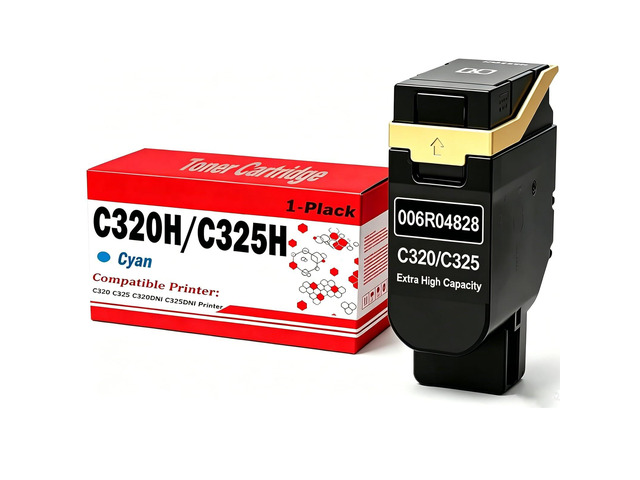 C320 C325 Toner Cartridge Extra High Capacity 006R04828 Compatible for Xerox C320 C325 C320DNI C325DNI Printer (1 Cyan 5500 Pages)