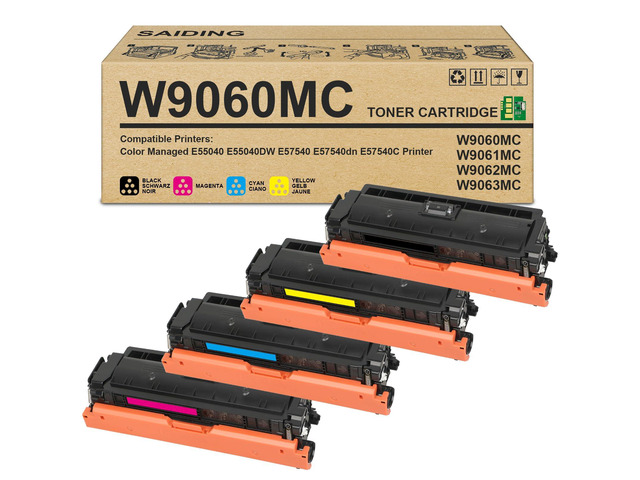 W9060MC W9061MC Toners 4-Pack Compatible for E55040 E57540 W9060MC W9061MC W9062MC W9063MC Toner Cartridge Replacement for Color Managed E55040DW...