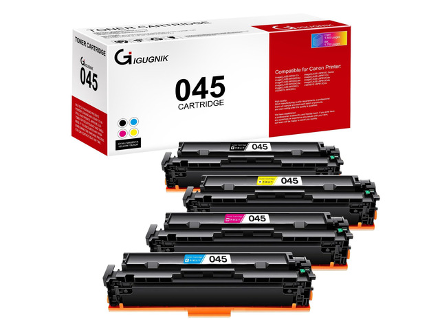 045 High Yield Toner Cartridge Set 4-Pack CRG045 BK/C/M/Y With Chip Replacement for Canon CRG 045 Color i-SENSYS MF635Cx LBP613Cdw imageCLASS...