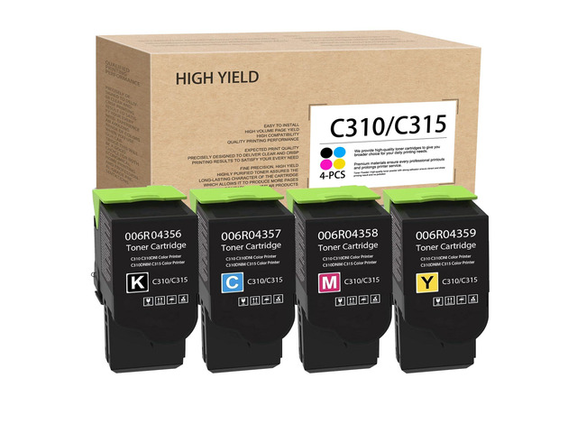 C310 / C315 Toner Cartridges Set: 4 Pack 006R04356 006R04357 006R04358 006R04359 Replacement for Xerox C310 C310DNI C310DNIM C315 C315DNI Printer...