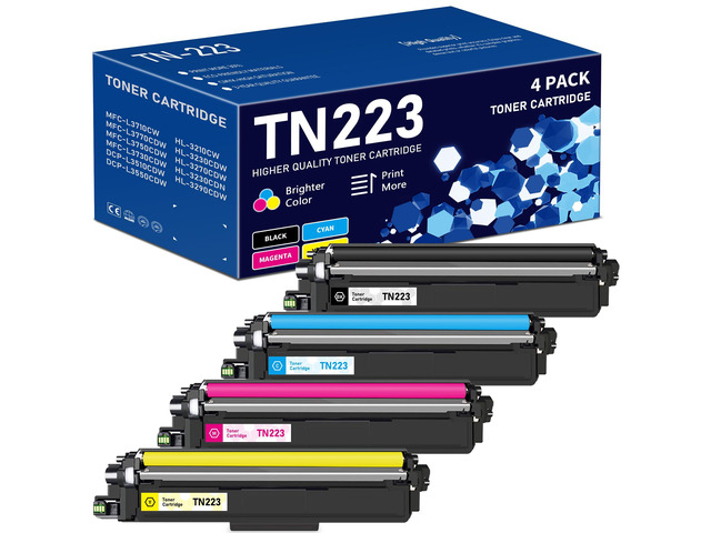 TN-223 BK/C/M/Y Toner Cartridges Replacement for Brother TN223BK/C/M/Y Toner Cartridge for TN223 Black Cyan Magenta Yellow, MFC-L3710CW...