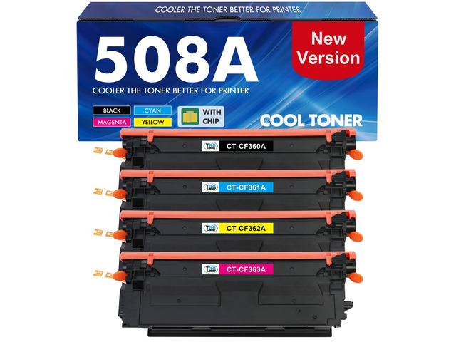 508A M553 Toner Cartridge Set 4-Pack 508X Toner CF360A CF360X Compatible for HP Color LaserJet Enterprise M553 M552 MFP M577 Series M552dn M553dn...