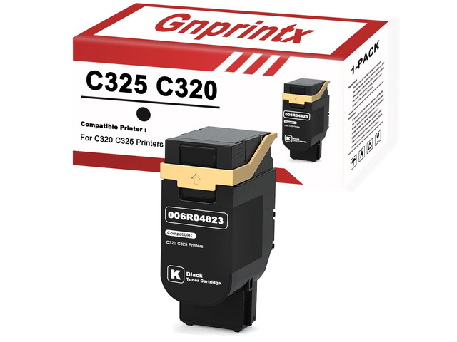 C325 C320 Black Toner Cartridges 006R04823 Replacement for Xerox C325 C320 Compatible with Xerox C320 C325 Printers (1 Pack, with chip)