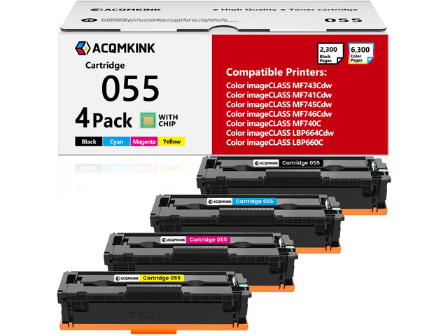 055 Toner Cartridge Set Replacement for Canon 055 MF743cdw Toner, BKCMY