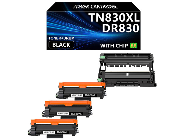TN830XL Black Toner Cartridge & DR830 Drum Set Compatible for Brother TN830 TN-830 TN-830XL DR-830 High Yield use with HL-L2460DW DCP-L2640DW...