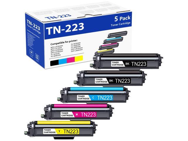 TN-223 TN223 Toner Cartridge (5 Pack) Replacement for Brother TN223 BK/C/M/Y Toner Cartridge for MFC-L3770CDW MFC-L3750CDW MFC-L3710CW HL-L3210CW.