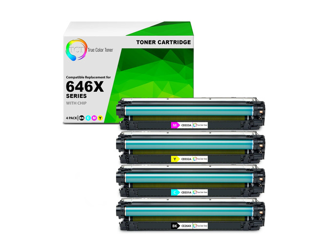646X 646A Toner Cartridge 4 Pack - Compatible Replacement for HP CE264X CF031A CF032A CF033A High Yield - Works with HP LaserJet CM4540 MFP -...