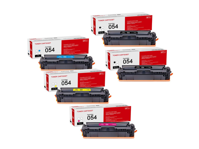 5 Pack 054 BK/C/M/Y Toner Cartridge: Compatible CRG054 Replacement for Canon 054 CRG-054 for Canon imageCLASS MF642Cdw MF644Cdw MF640C MF641Cw...