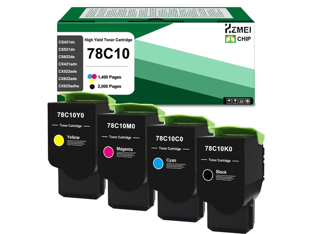 CS622 78C10 Toner Cartridge High Yield Compatible for Lexmark 78C10K0 78C10C0 78C10M0 78C10Y0 Toner Replacement for Lexmark CS421 CS521 CS622 CX622...