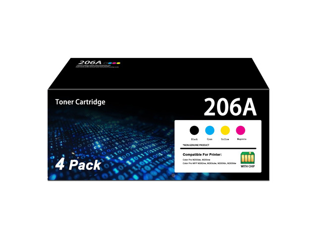 206A Toner Cartridges 4 Pack(with Chip) Replacement for HP 206A Toner Color LaserJ Pro MFP M283fdw M283cdw for Color LaserJ Pro MFP M255dw M283fdw...