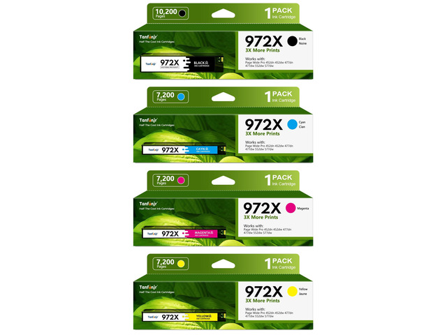 972X Ink Cartridge High Yield Replacement for HP972X 972 X Pagewide Pro MFP 477dw 477dn 452dn 577dw 552dn 552dw Printer (4 Pack, Black, Cyan,...