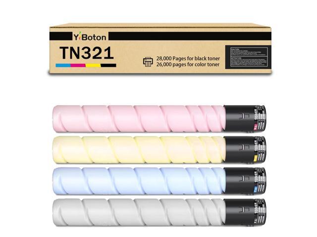 TN321 TN-321 High Yield Toner Cartridge 4-Pack with New Chip TN321K TN321C TN321M TN321Y Compatible with Konica Minolta bizhub C224 C224e C284...