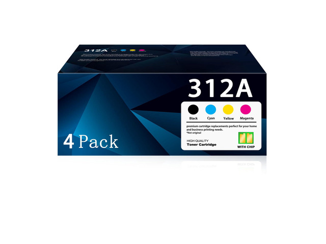 312A Toner Cartridge (with Chip) Replacement for HP 312A CF380A CF381A CF382A CF383A Work with Color Pro MFP M476 Series (1B/1C/1Y/1M, 4-Pack)