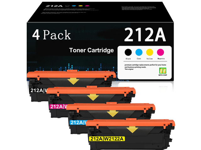 212A Toner Cartridges 4-Pack (with Chip) Replacement for 212A Black W2120A Color M554dn M555dn M555x Flow MFP M578c M578z Printer W2120A W2121A...