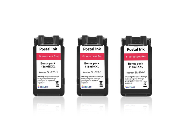 SL-870-1 Red Ink Cartridge Fluorescent Red Ink Replacement for The PB New SendPro Mailstation Postage Meter Machine(CSD1)3Pack